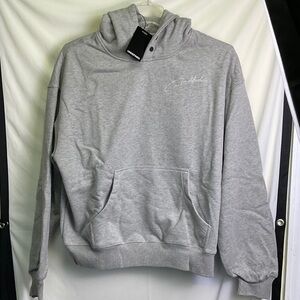 SIGNATURE DOUBLE SNAP BOXY HOODIE - Gray